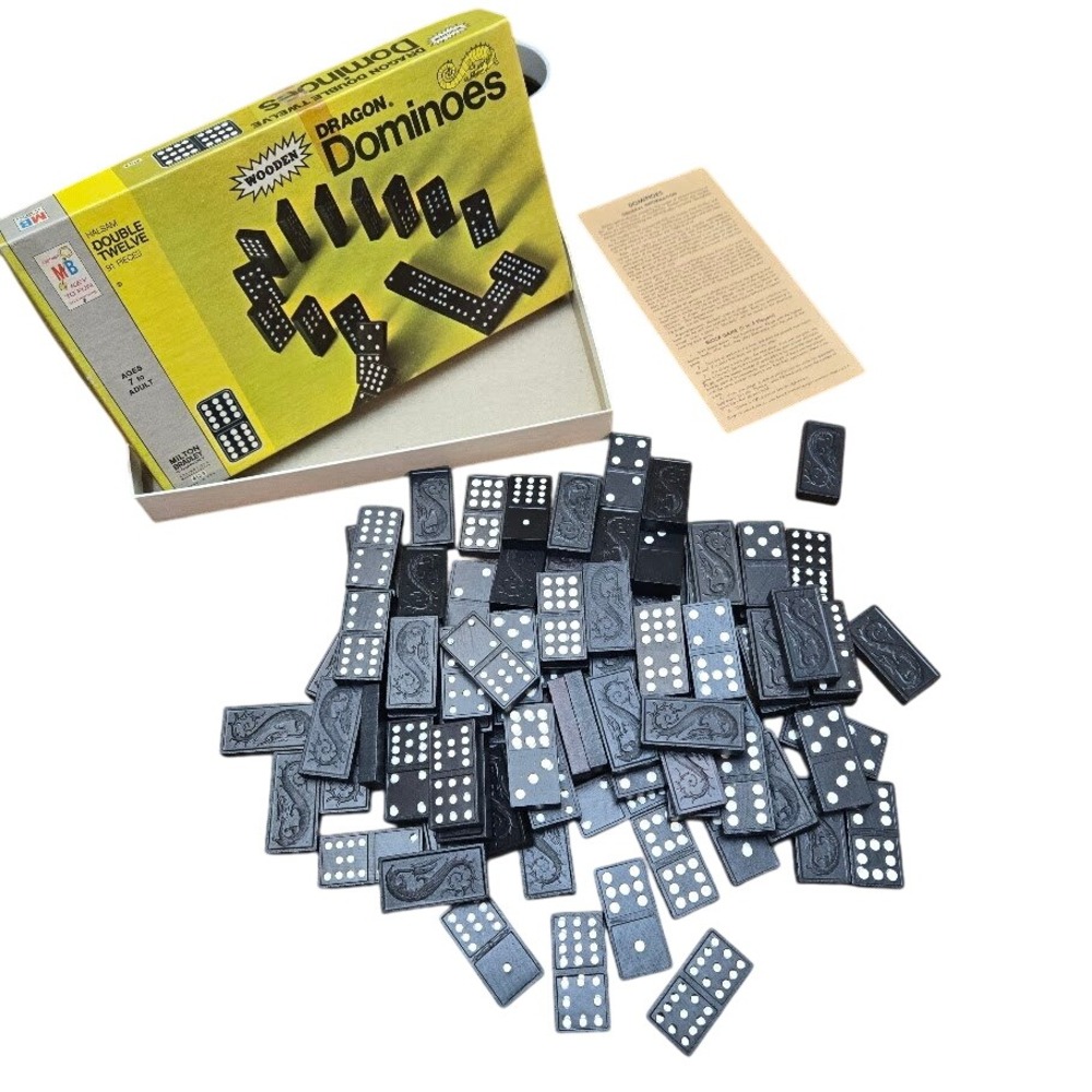 Vintage 1970 Milton Bradley‎ Double Twelve Dragon Dominoes 4133